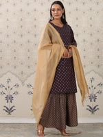 Thumbnail for Ode by House of Pataudi Ethnic Motifs Printed Regular Gotta Patti Pure Cotton Kurta with - Distacart