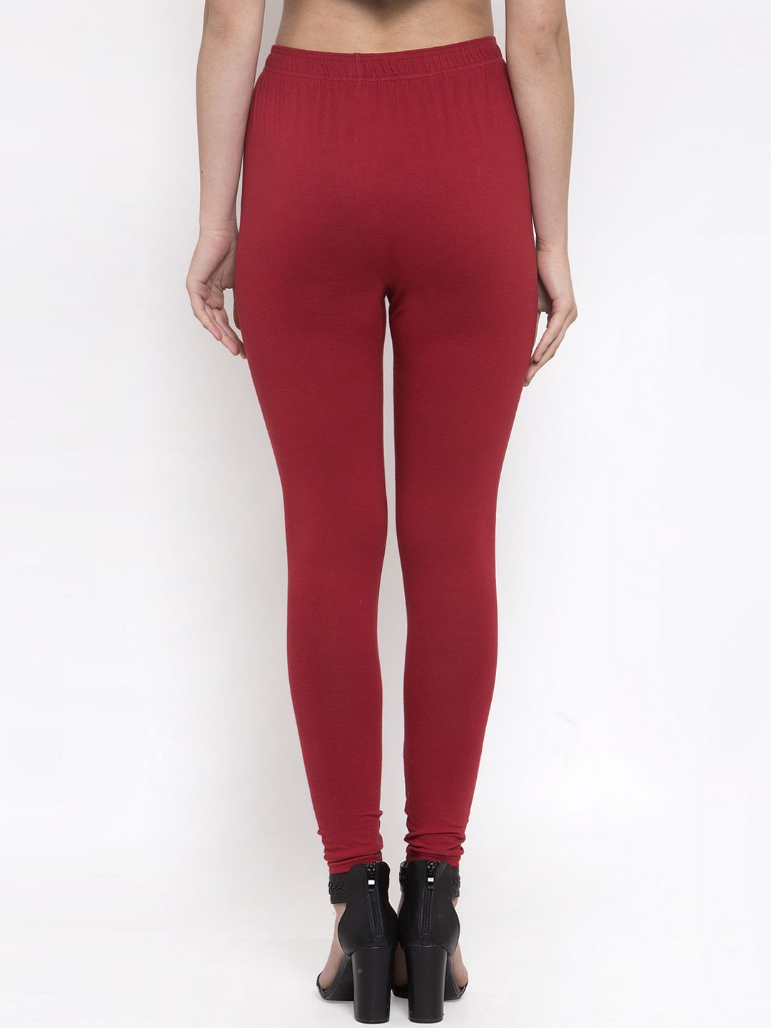 TAG 7 Women Pack Of 2 Mustard Yellow & Maroon Solid Churidar-Length Leggings - Distacart