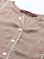 Thumbnail for Joban Fashion Brown Viscose Rayon Embroidery Readymade Tunic - Distacart