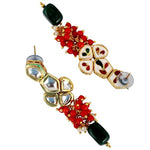 Thumbnail for Tehzeeb Creations Meenakari Gold-Polished pentagon shape Uncut Kundan Necklace Set - Distacart