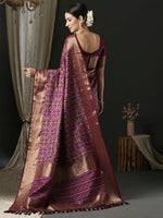 Thumbnail for NOZ2TOZ Women's Silk Blend Purple Woven Design Designer Saree With Blouse Piece - Distacart