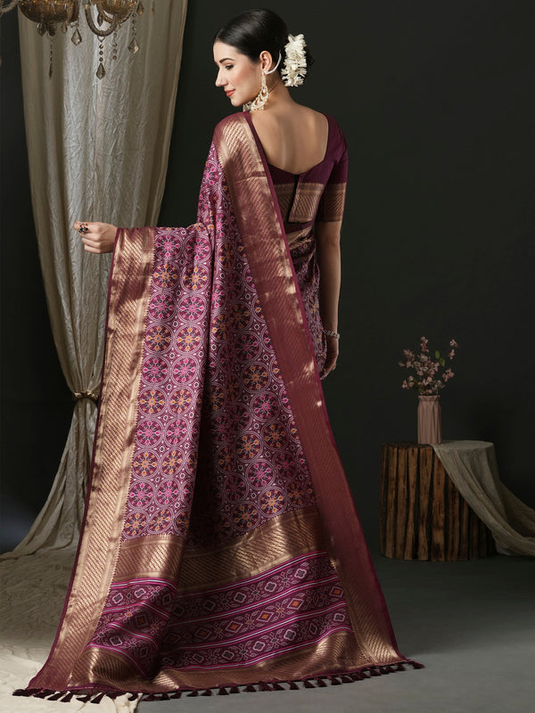 NOZ2TOZ Women's Silk Blend Purple Woven Design Designer Saree With Blouse Piece - Distacart