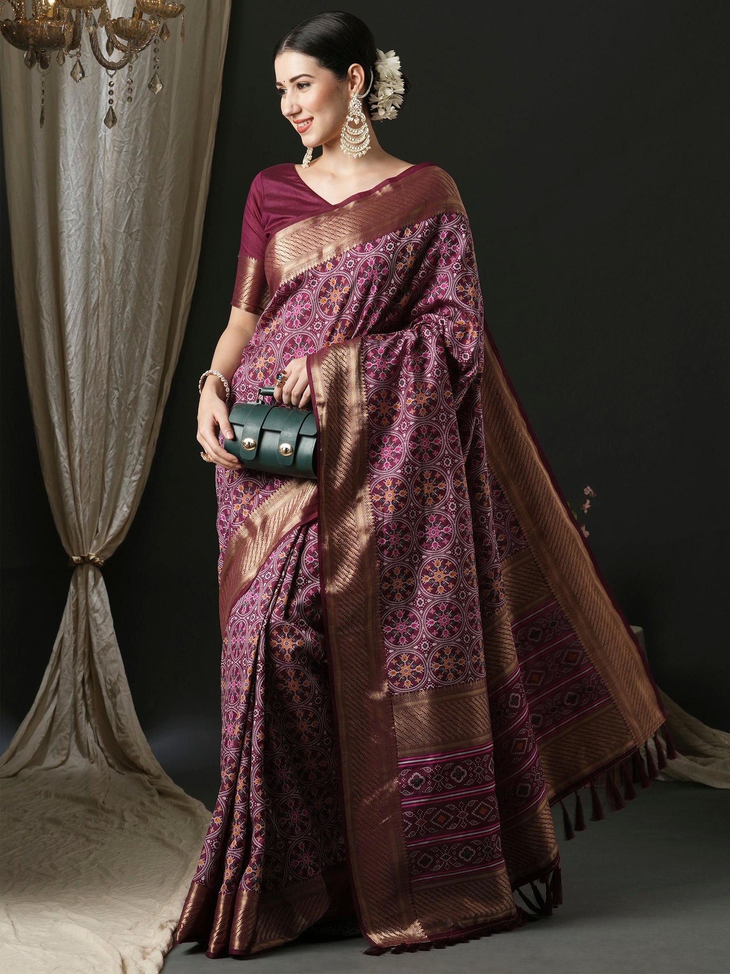 NOZ2TOZ Women's Silk Blend Purple Woven Design Designer Saree With Blouse Piece - Distacart