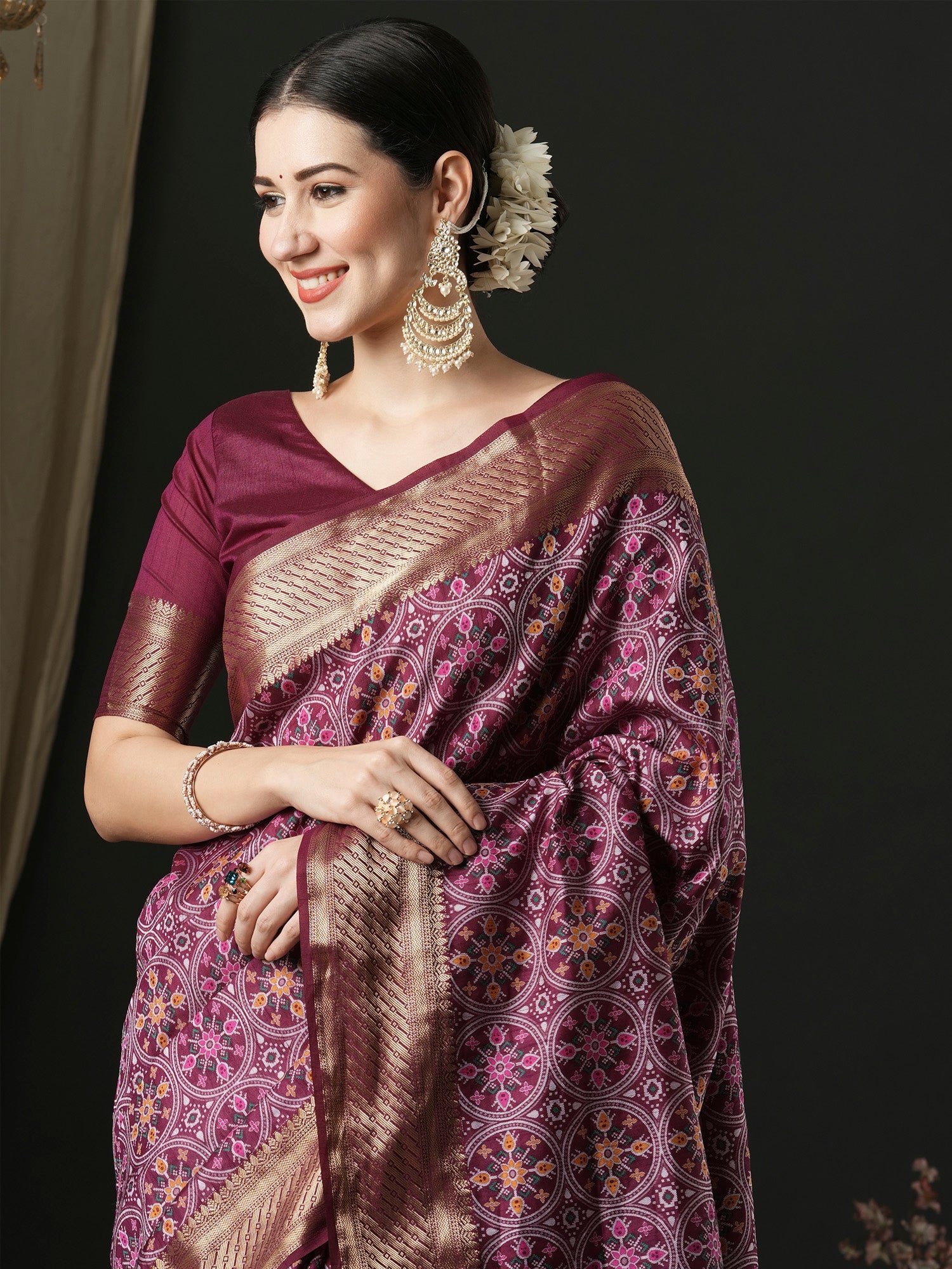 NOZ2TOZ Women's Silk Blend Purple Woven Design Designer Saree With Blouse Piece - Distacart