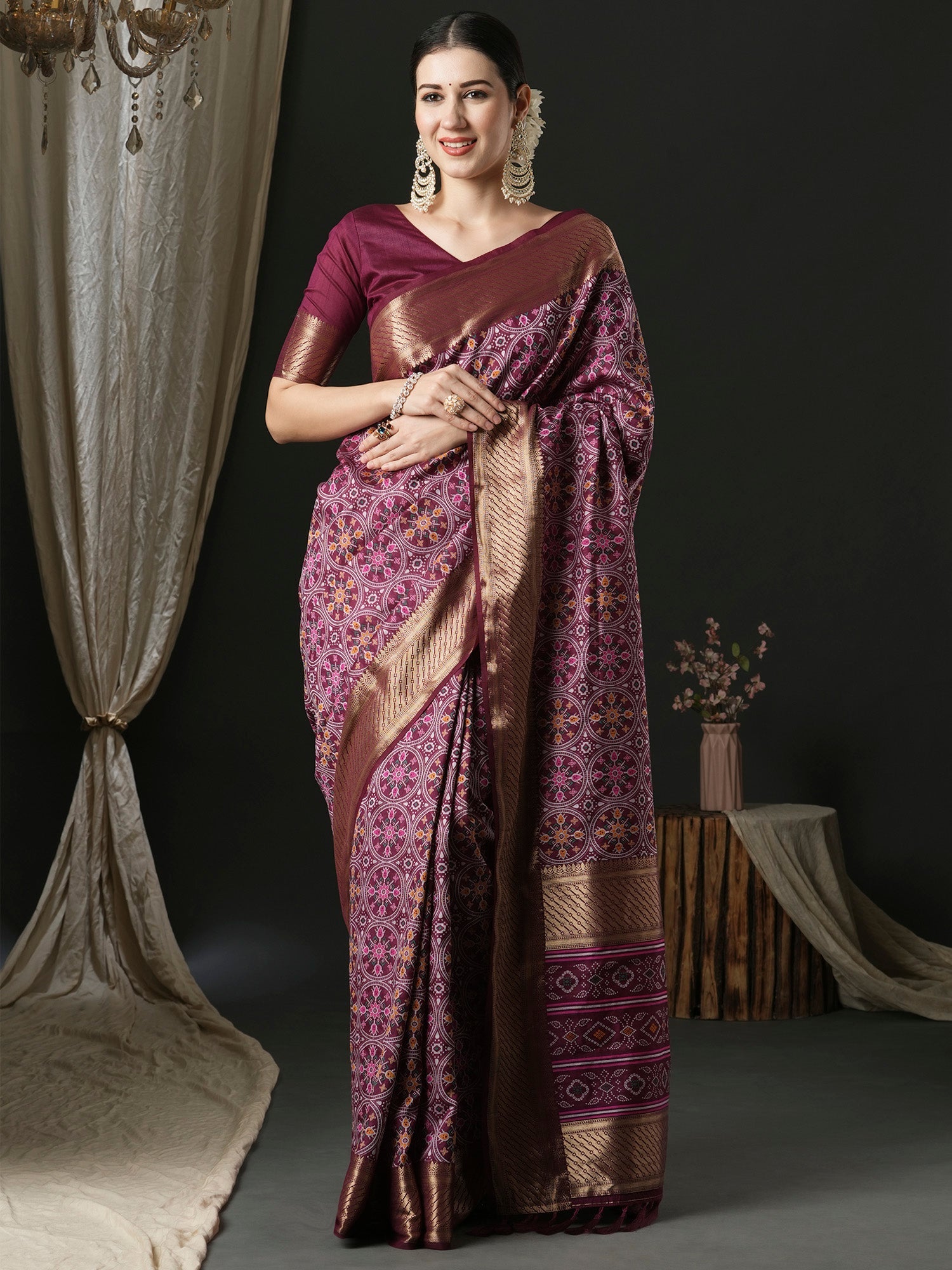 NOZ2TOZ Women's Silk Blend Purple Woven Design Designer Saree With Blouse Piece - Distacart