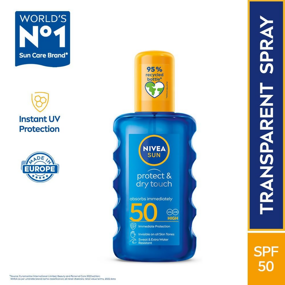 Nivea Sun Dry Touch SPF 50, Transparent Sunscreen Spray - Distacart