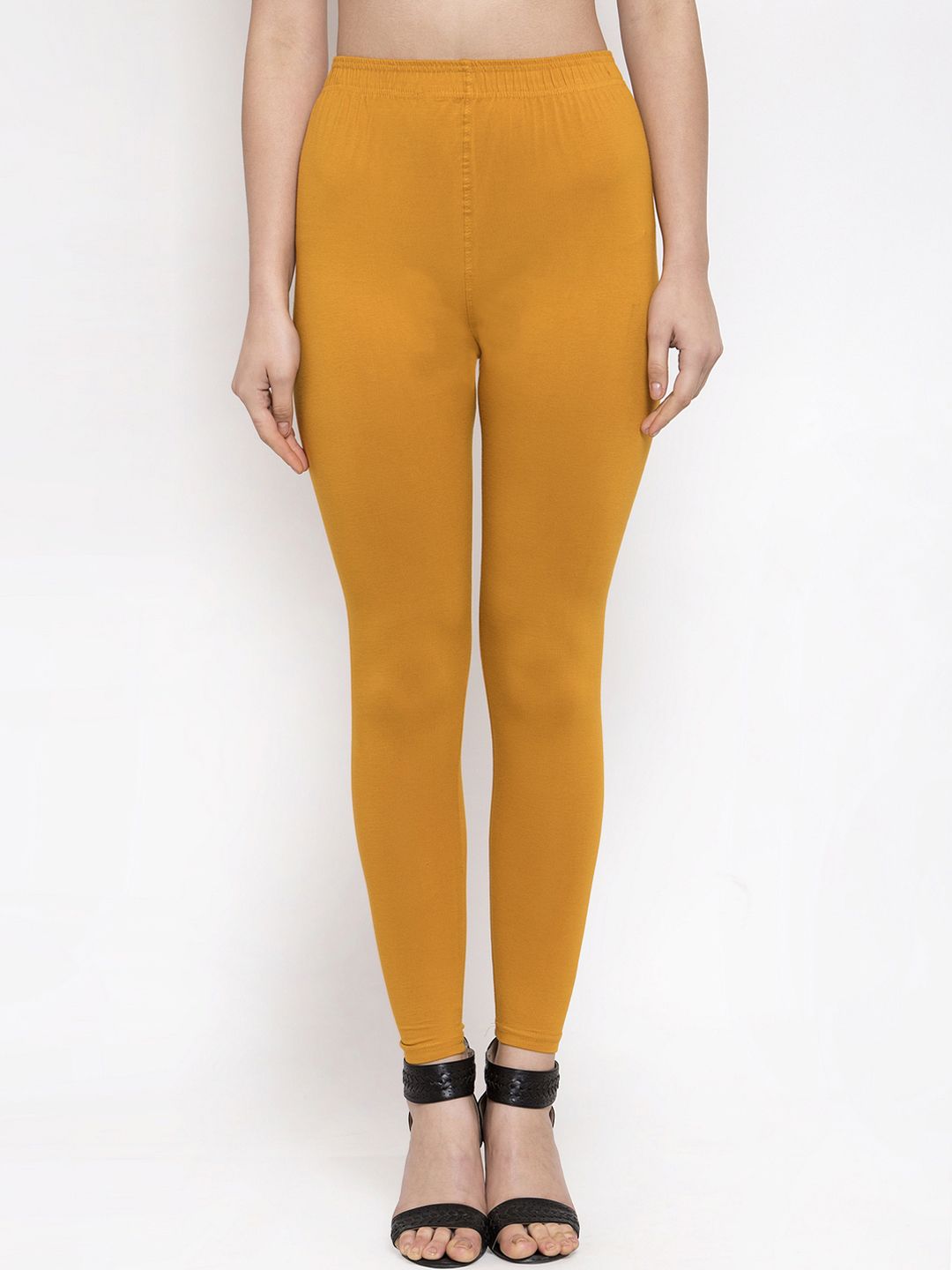 TAG 7 Women Pack Of 2 Mustard Yellow & Pink Solid Ankle-Length Leggings - Distacart