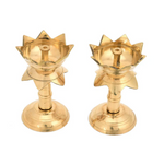 Thumbnail for CraftVatika Brass Lotus Shape Pillar Diya Oil Lamp Stand Showpiece