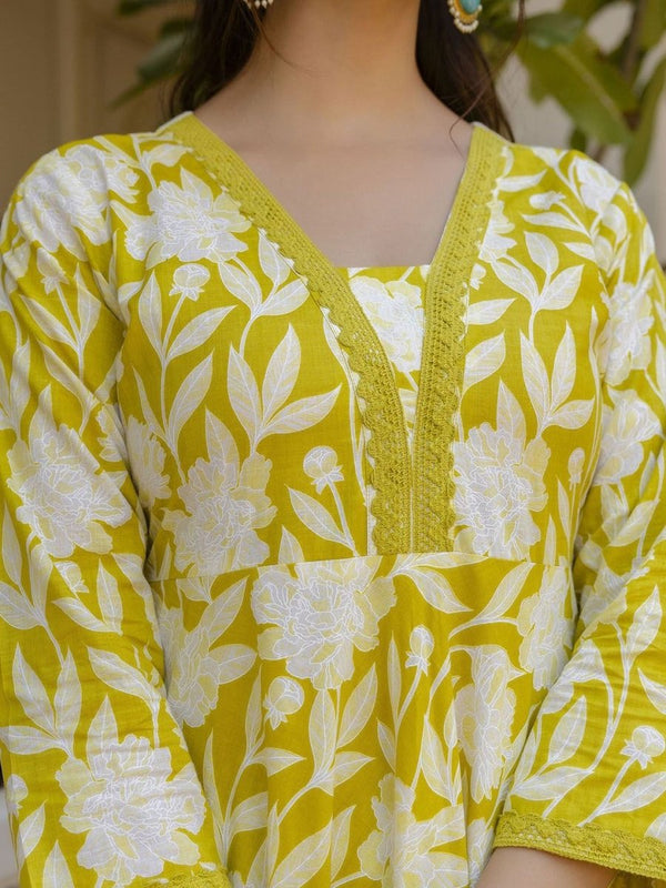 Anouk Women Floral Printed Thread Work Pure Cotton Kurta Pyjamas With Dupatta