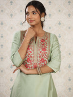 Thumbnail for Ode by House of Pataudi Women Floral Thread Work Kurta - Distacart