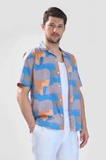 Thumbnail for Xkind Blue Abstract Printed Relaxed Fit Shirt
