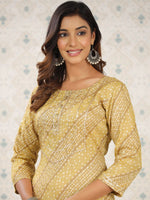 Thumbnail for Ode by House of Pataudi Ethnic Motifs Printed Gotta Patti Straight Kurta - Distacart