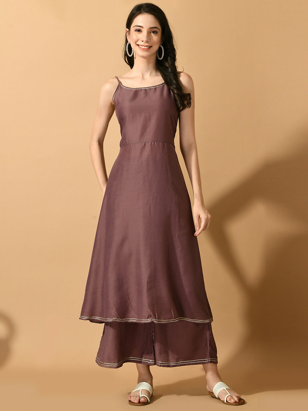 Myshka Women's Mauve Solid Party Kurta Sets - Distacart