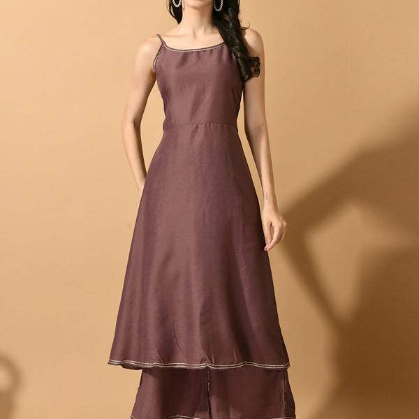 Myshka Women's Mauve Solid Party Kurta Sets - Distacart