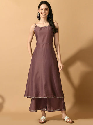 Myshka Women's Mauve Solid Party Kurta Sets - Distacart