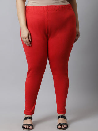 TAG 7 Women Red Plus Size Solid Ankle-Length Leggings - Distacart