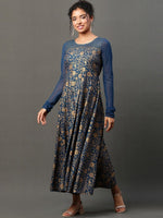 Thumbnail for AURELIA Floral Printed Sequinned A-Line Ethnic Dress