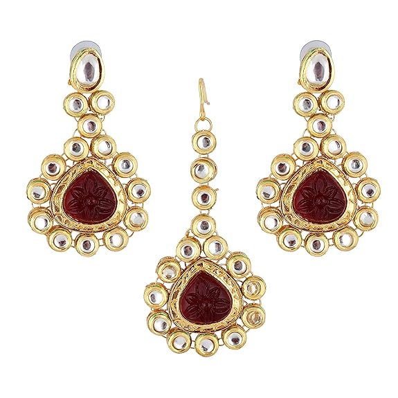 Tehzeeb Creations Back Meenakari Gold-Polished Multicolor Color Tika Earring Jewellery Set Uncut Big Faux Kundan Dibbi Kundan Choker Necklace Set - Distacart