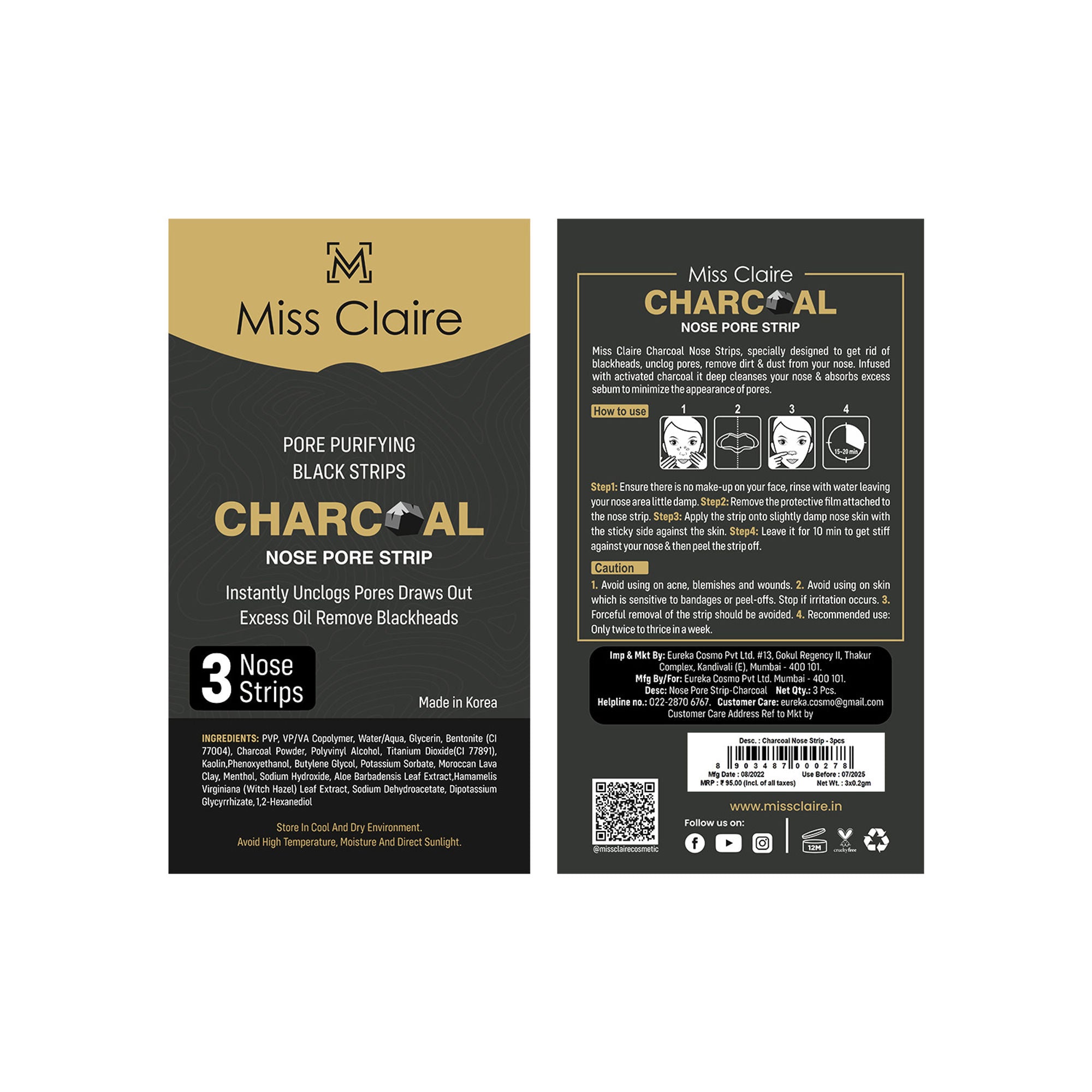 Miss Claire Charcoal Nose Strip