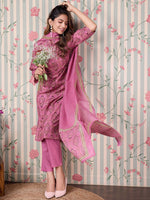 Thumbnail for Ode by House of Pataudi Floral Printed Regular Pure Cotton Kurta with Trousers & Dupatta - Distacart