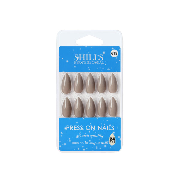 shills professional reusable press on nails almond spn619