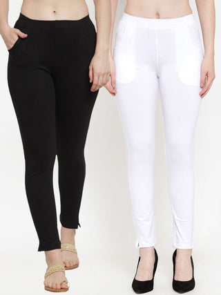TAG 7 Women Pack Of 2 Solid Straight-Fit Ankle-Length Leggings - Distacart