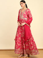Thumbnail for Soch Floral Embroidered Regular Kurta with Churidar & Dupatta - Distacart