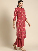Thumbnail for All About You Women Red Ethnic Motifs Printed Kurta with Palazzos - Distacart