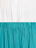 Thumbnail for TAG 7 Women Pack Of 2 White & Teal Blue Solid Flared Palazzos