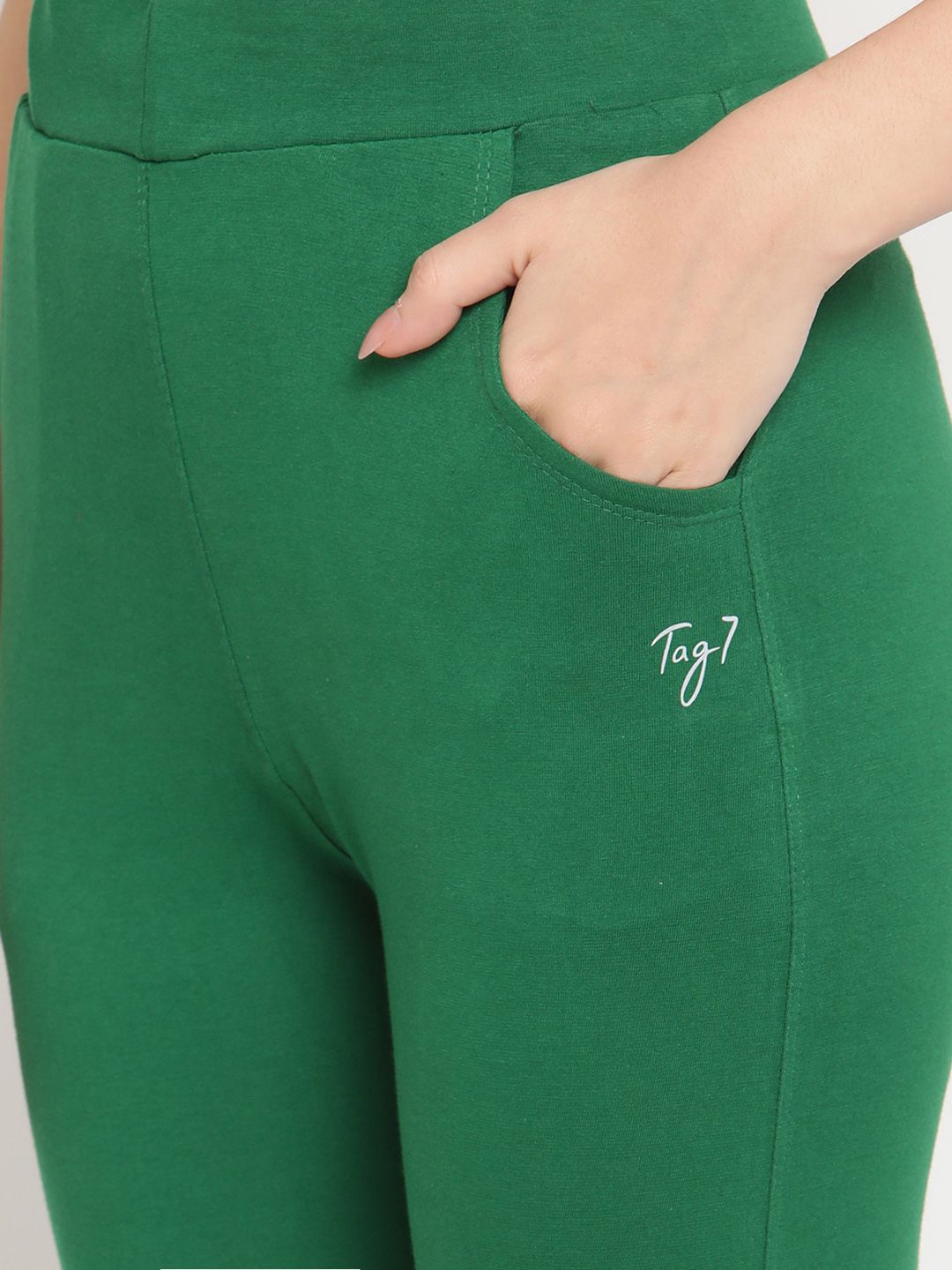 TAG 7 Pack of 2 Green & Mustard Yellow Ankle-Length Leggings - Distacart