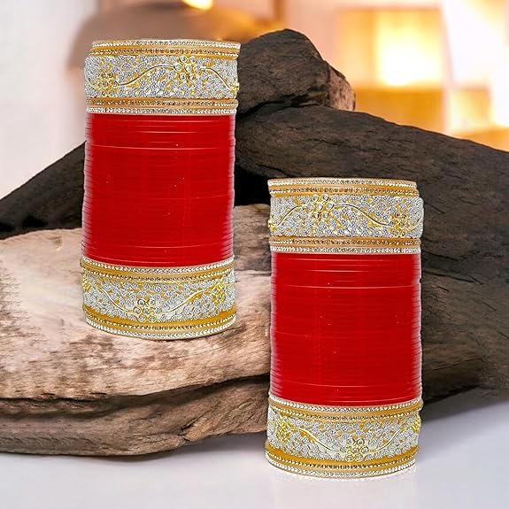 Tehzeeb Creations Bridal Bangle Set Red Color Chuda Dulhan Punjabi Choora Wedding Chura For Women - Distacart