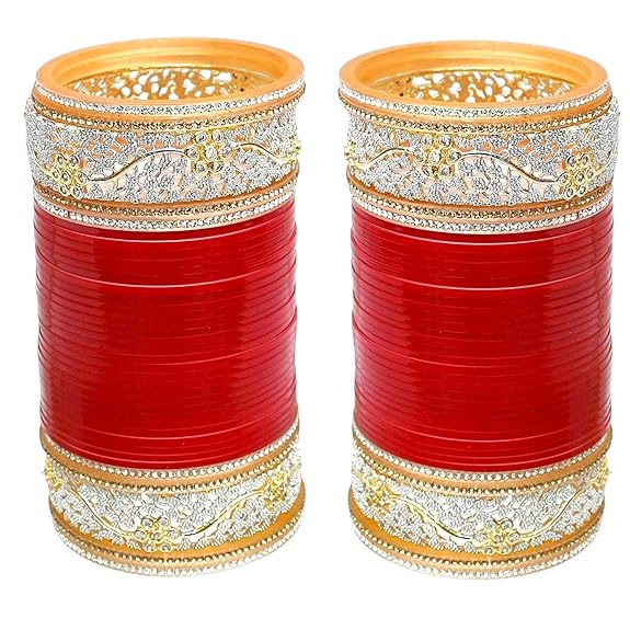 Tehzeeb Creations Bridal Bangle Set Red Color Chuda Dulhan Punjabi Choora Wedding Chura For Women