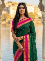 Thumbnail for Shree Shyam Fashion Dark Green Silk Blend Saree - Dista