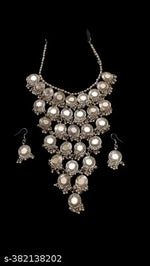 Thumbnail for Tehzeeb Creations Women's Anarkali Design Oxidised Necklace With Mirror - Distacart