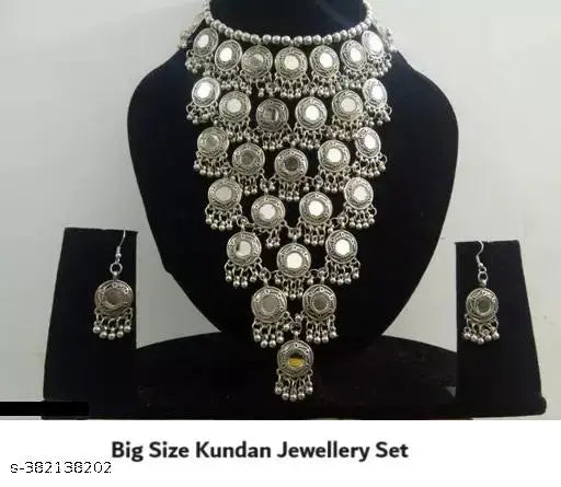 Tehzeeb Creations Women's Anarkali Design Oxidised Necklace With Mirror - Distacart