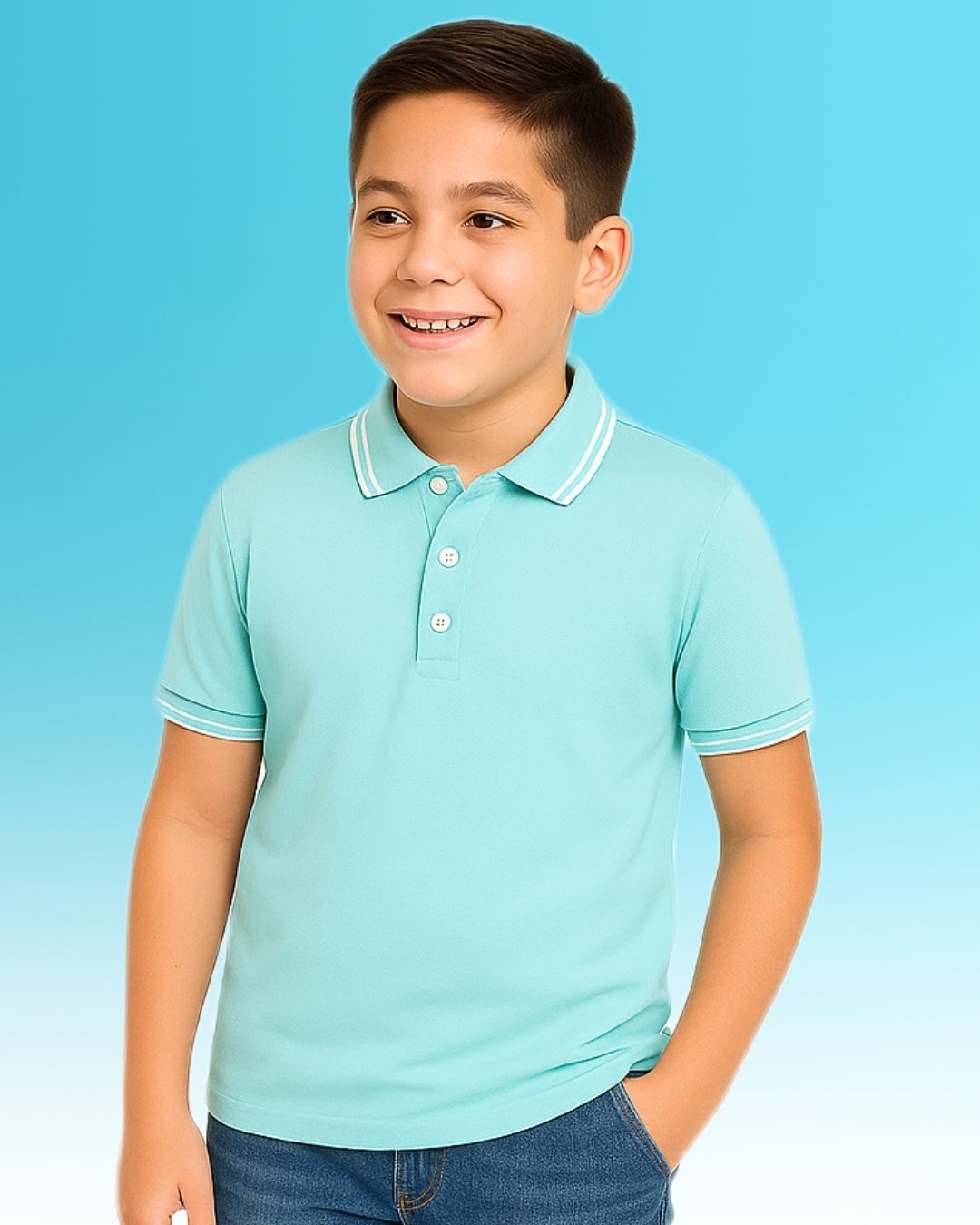 Chilins Kids Solid Polo Tshirt, Color - Sky blue - Distacart
