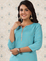Thumbnail for Ode by House of Pataudi Printed Regular Gotta Patti Kurta with Trousers - Distacart
