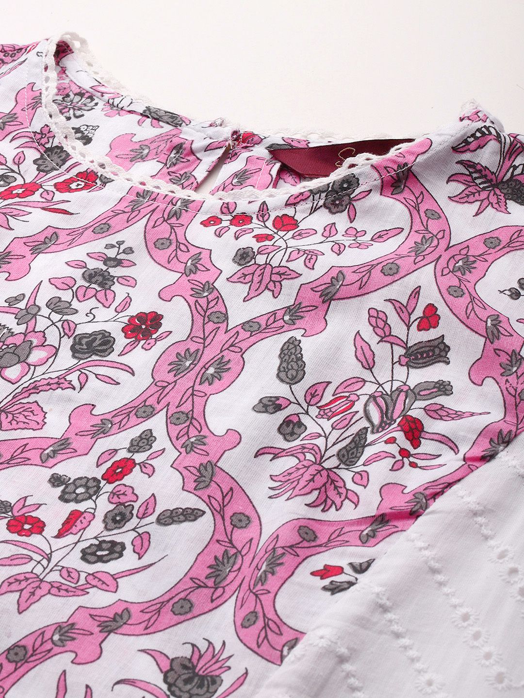 Sangria Pure Cotton Panelled Kurta with Trousers - Distacart