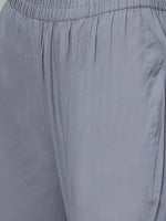 Thumbnail for ADA Women Grey & White Chikankari Embroidered Sustainable Handloom Kurta with Trousers - Distacart