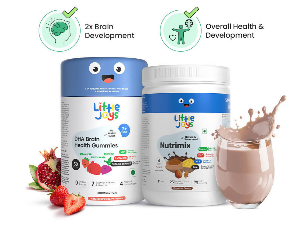 Little Joys DHA Brain Health Gummies & Nutrimix Development Kit 7+ - Chocolate