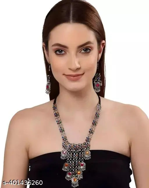 Tehzeeb Creations Women's Multi Colour Meenakari Oxidised Necklace Set - Distacart