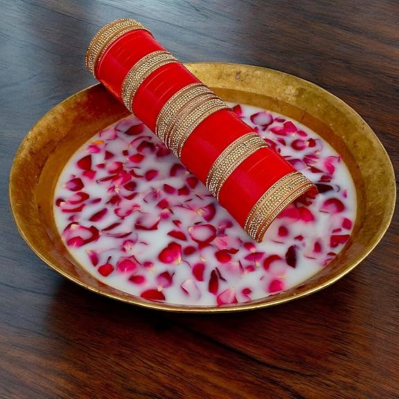 Tehzeeb Creations Bridal Bangle Set Wedding punjabi chuda Designer chura, Red Acrylic Choora Set for Women - Distacart