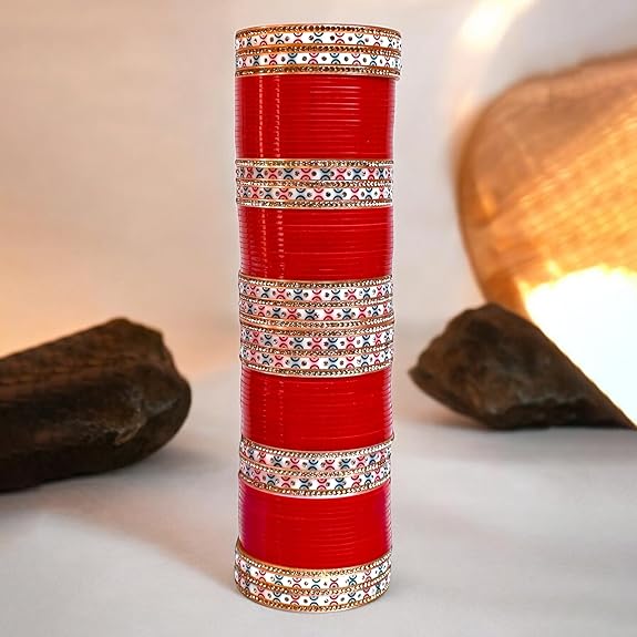 Tehzeeb Creations Bridal Bangle Set Red Designer Chura Wedding Punjabi Choora Fashion Jewellery Chuda Set - Distacart