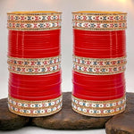 Thumbnail for Tehzeeb Creations Bridal Bangle Set Red Designer Chura Wedding Punjabi Choora Fashion Jewellery Chuda Set - Distacart