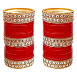 Thumbnail for Tehzeeb Creations Bridal Bangle Set Red Designer Chura Wedding Punjabi Choora Fashion Jewellery Chuda Set - Distacart