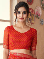 Thumbnail for Anouk Red Bandhani Zari Pure Chiffon Bandhani Saree - Distacart