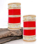 Thumbnail for Tehzeeb Creations Bridal Bangle Set Red Designer AD & Golden Stone Dulhan Chuda Fashion Wedding Chura Punjabi Choora For Women - Distacart