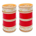 Thumbnail for Tehzeeb Creations Bridal Bangle Set Red Designer AD & Golden Stone Dulhan Chuda Fashion Wedding Chura Punjabi Choora For Women - Distacart