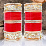 Thumbnail for Tehzeeb Creations Bridal Bangle Set Red Designer AD & Golden Stone Dulhan Chuda Fashion Wedding Chura Punjabi Choora For Women - Distacart