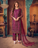 Thumbnail for Monjolika Fashion Purple Color Trendy Designer Net Pakistani Salwar Kameez